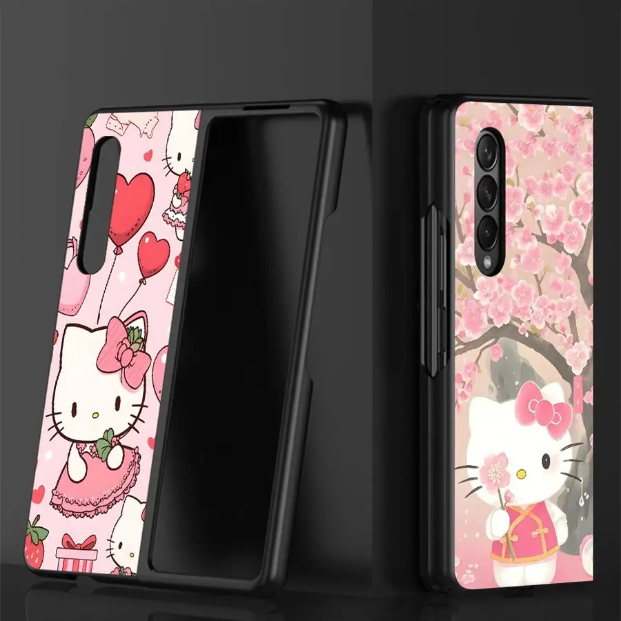 Funda trasera de teléfono para Samsung Galaxy ZFold6 ZFold7 ZFold3 ZFold4 ZFold5 Z Fold 7 6 5 4 3 Sanrio Vintage Hello Kitty