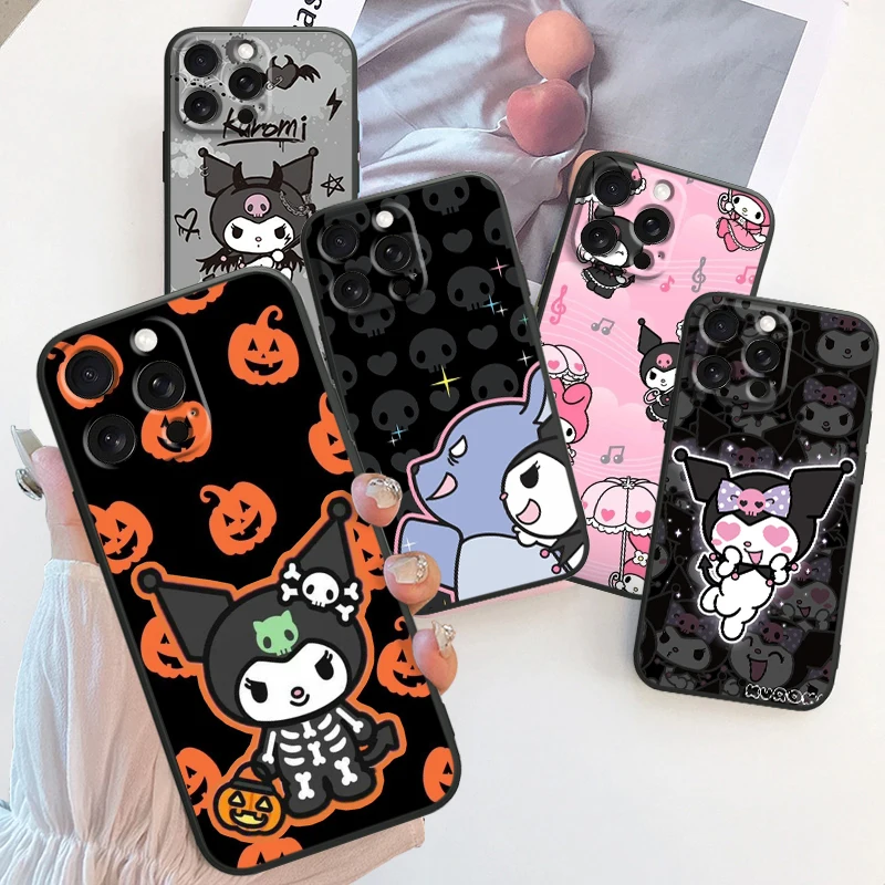 Sanrio Kuromi Melodie Voortreffelijk Voor Iphone 15 14 13 12 11 Xs Xr X 8 7 Se Pro Max Plus Mini Zwart Zacht Telefoonhoesje