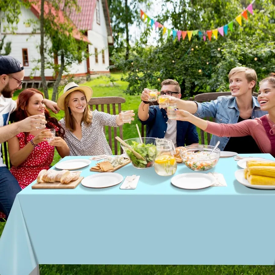 6 قطعة مفارش المائدة الباستيل قوس قزح مزيج اللون البلاستيك مفرش المائدة المتاح مستطيل الجدول كوف لاستحمام الطفل الزفاف الزفاف Eas