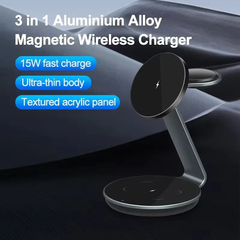 Strong Magnetic Wireless Charger Stand 3 in 1 Fast Charging Dock Station For iWatch Airpods For iPhone 15 16 Pro Max 14 16 Plus