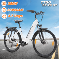 TTGO ZZ-28ST Ebike 250W Bafang Mid-Motor 36V20Ah Battery Electric Bike Hydraulic Disc Brake 28 Inch Tire City Electric Bicycle