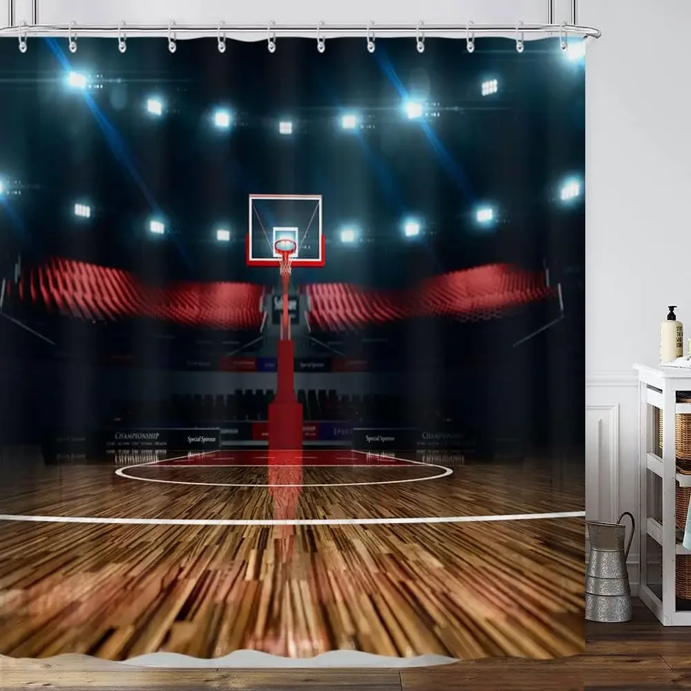 Soccer Game Shower Curtain-Black and White Football Sports Bathroom Decorative Shower Curtain Multiple Options
