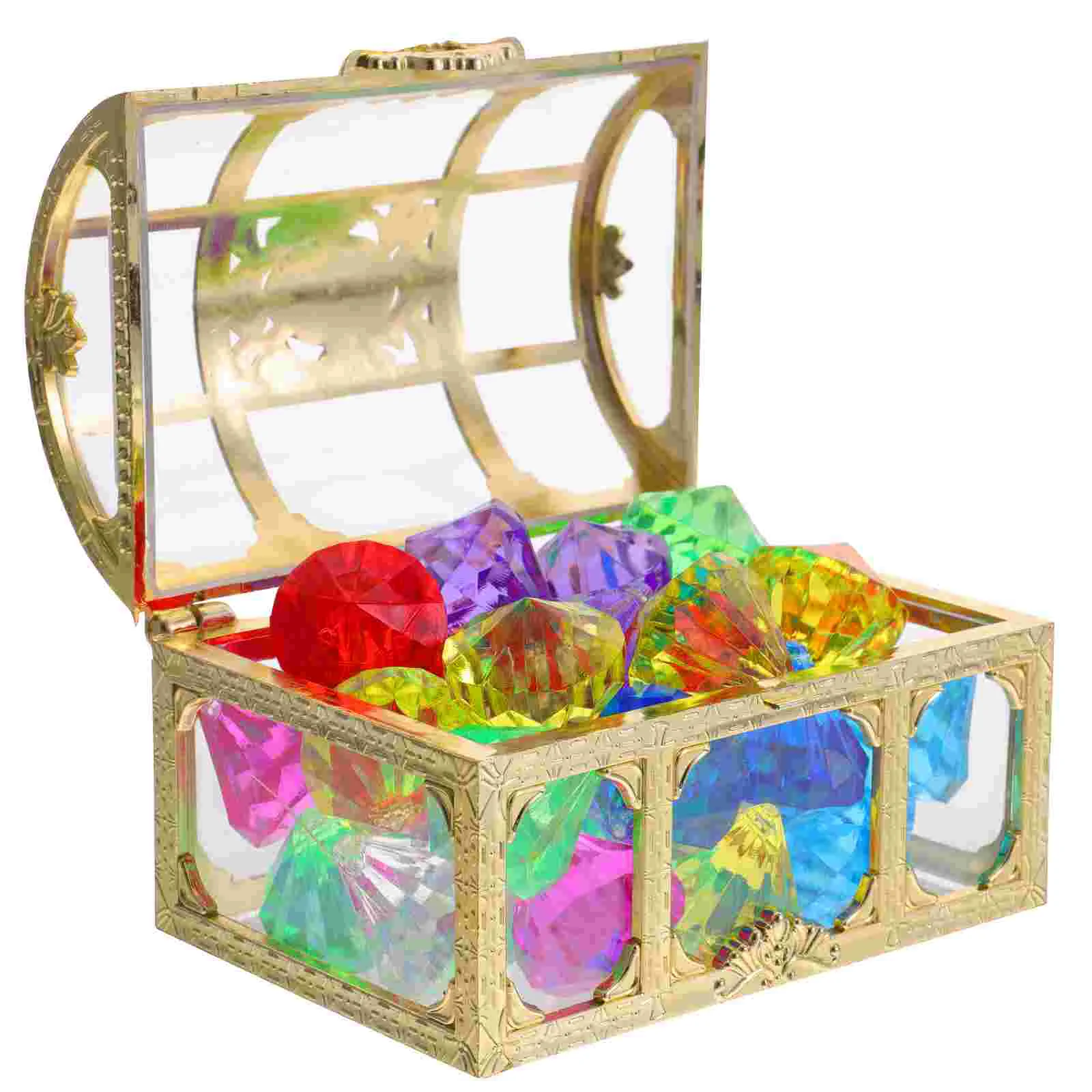 Crystal Box Treasure Chest Gems with Fake for Kids Princess Jewels Party Favors Acrylic Colorful Diamond
