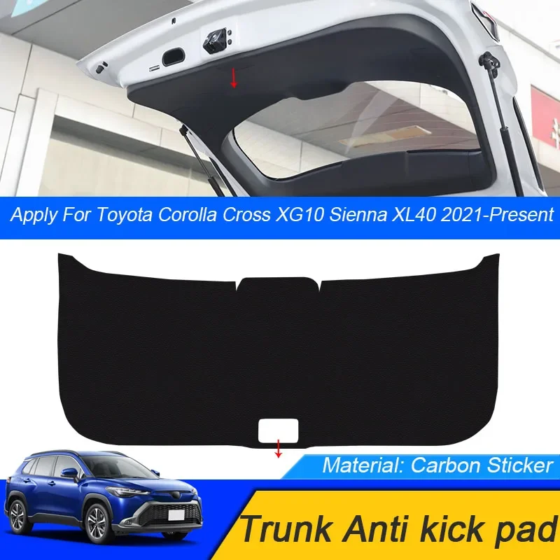 For Toyota Corolla Cross XG10 Sienna XL40 2021-2025Car PU Leather Mat Anti-kick Cushion Trunk Weather Dustproof Tailgate Sticker