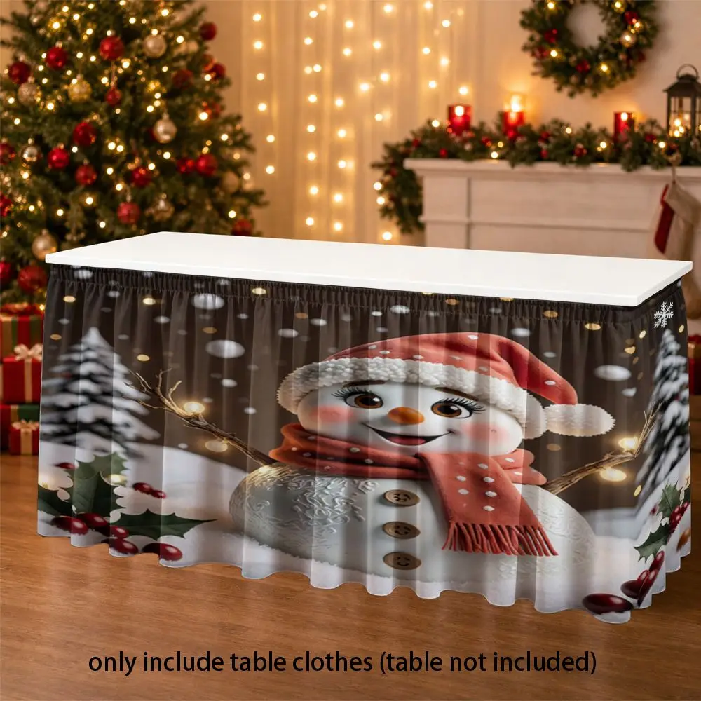 Two-dimensional multi-functional table skirts, table covers, snowman prints, home decorations, dining tables, office desks