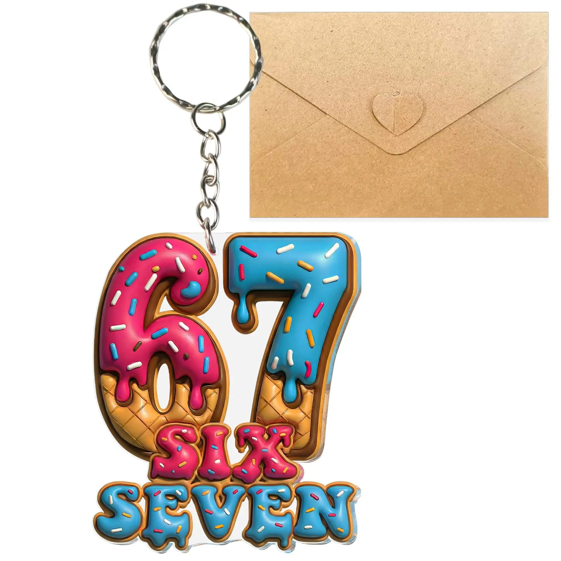 Children's 67 gift keychain acrylic candy digital pendant schoolbag keychain acrylic 67 keychain
