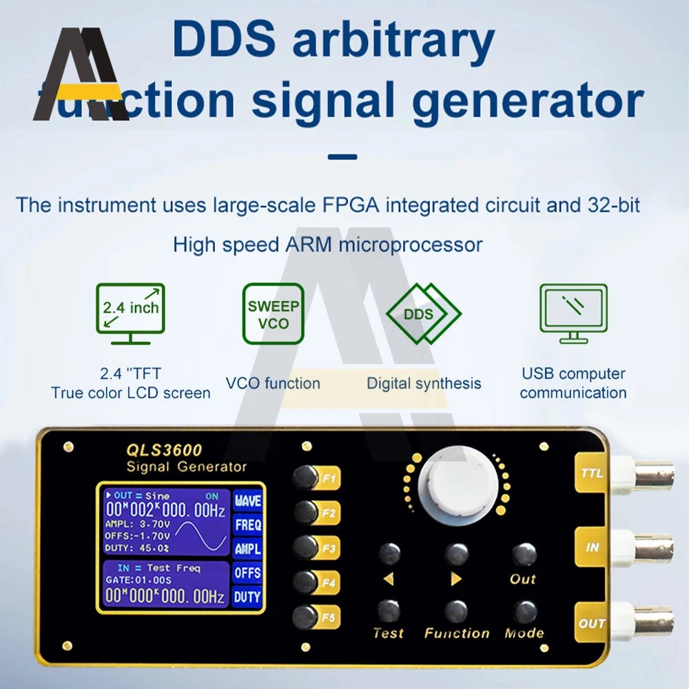 QLS3600S 2.4 بوصة TFT DDS وظيفة إشارة مولد تيار مستمر 5 فولت 0-5 ميجا هرتز/10 ميجا هرتز/30 ميجا هرتز مصدر إشارة/تردد/نبض/جناح/عداد