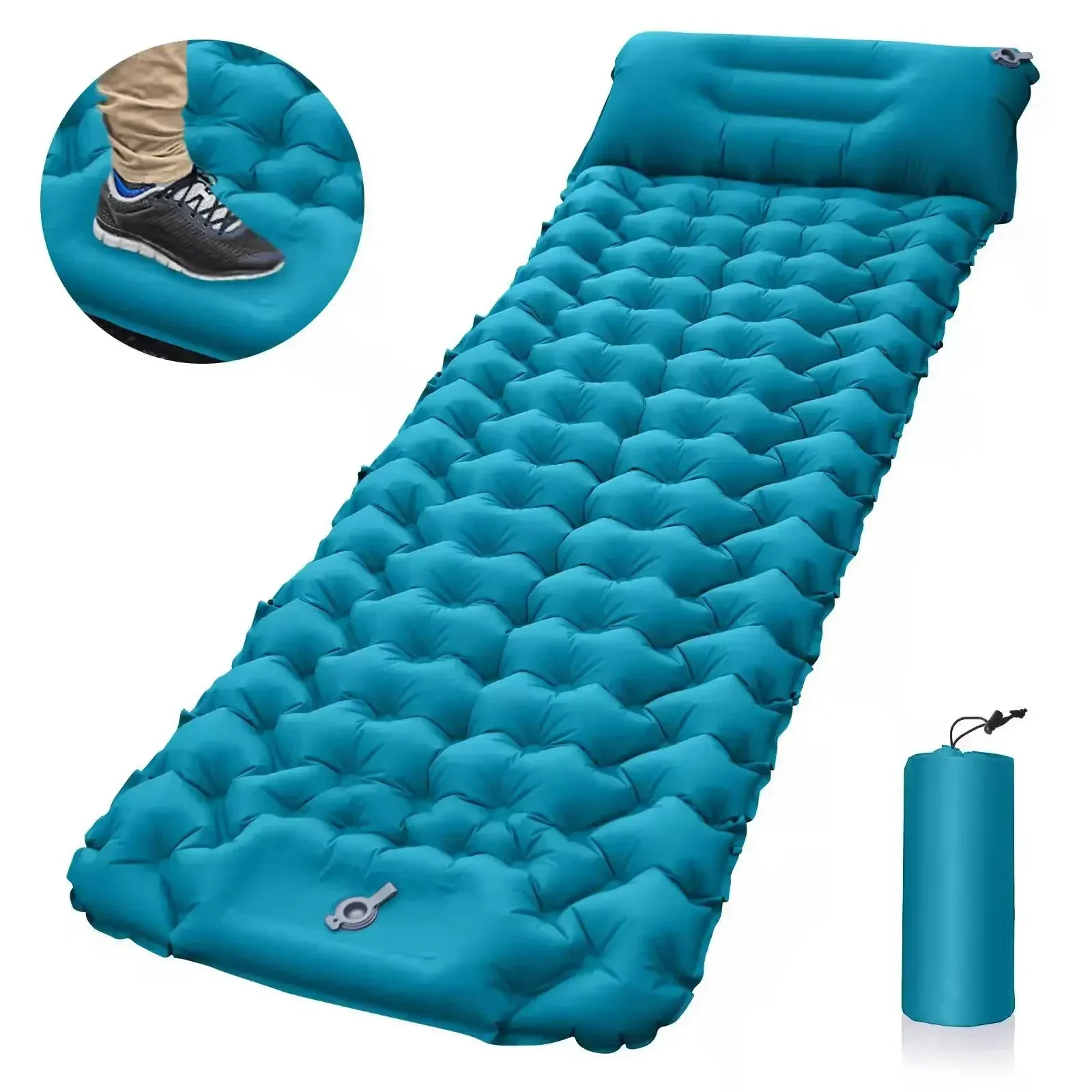 Ultralight Outdoor Camping Inflatable Mattress Sleeping Mat Pillow Travel Pad Folding Bed Waterproof Air Cushion Hiking Trekking