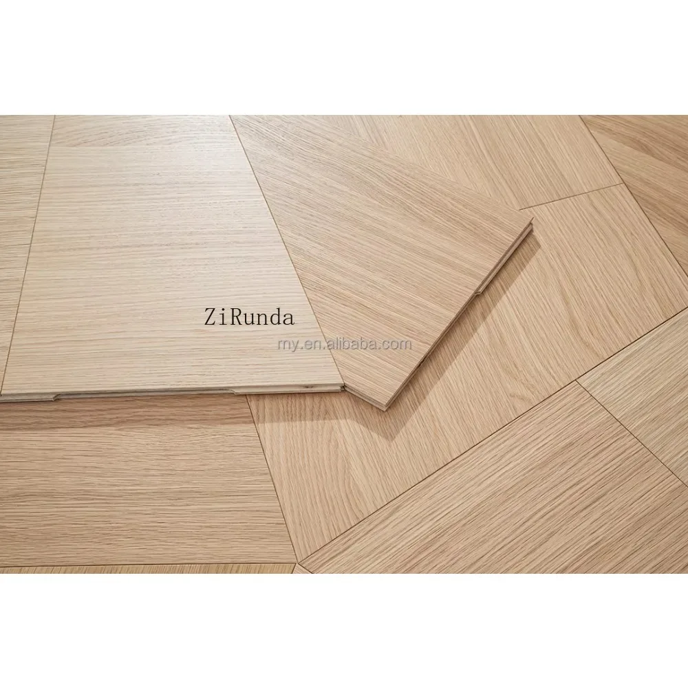 オーク材のカスタム版タングラム寄木細工、天然オイル仕上げの木製床