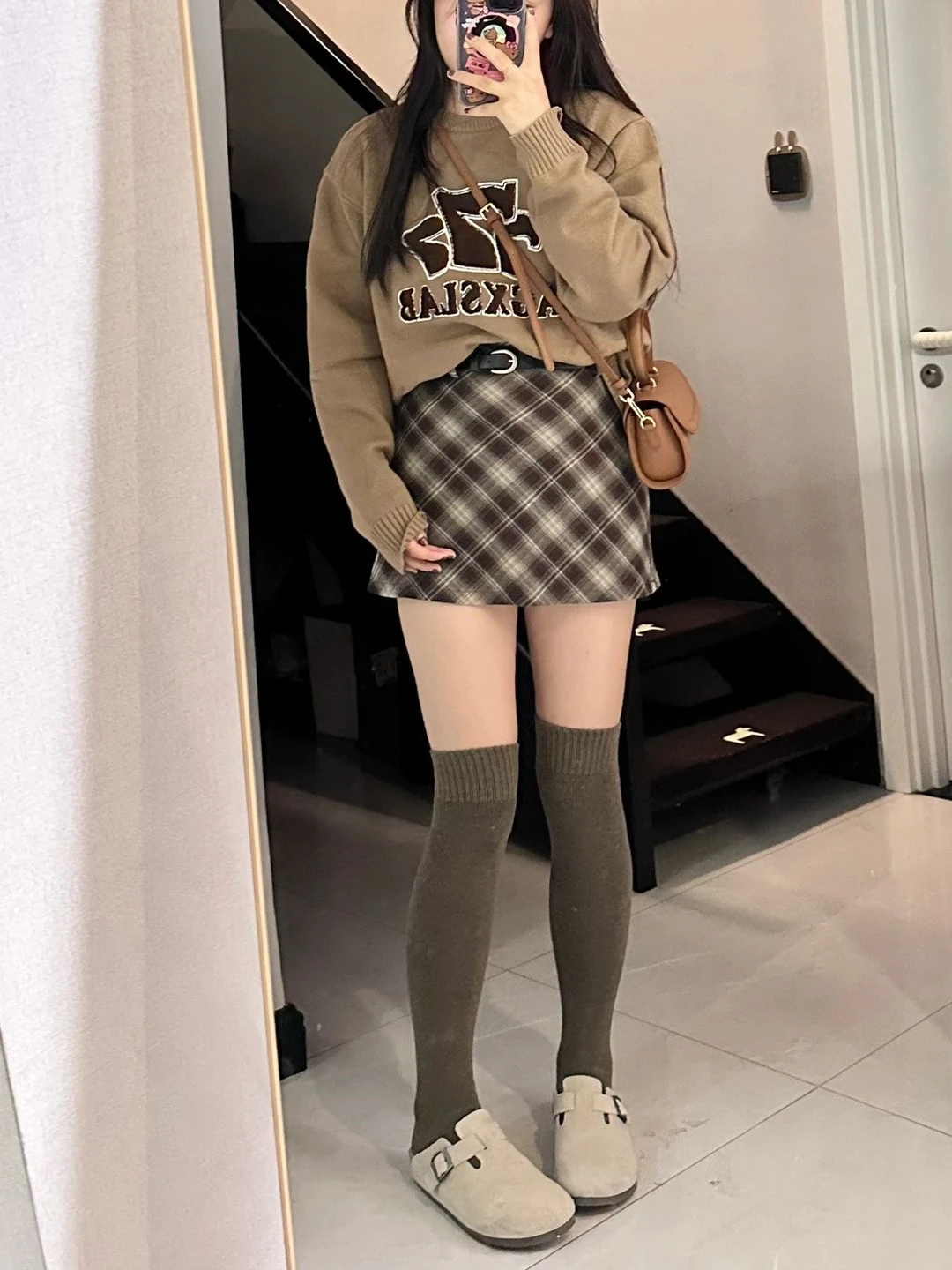 

Ретро-юбка в клетку из шерстяной ткани для женщин больших размеров, А-силуэт, с запахом, короткая, с высокой талией, в корейском стиле, для повседневной носки