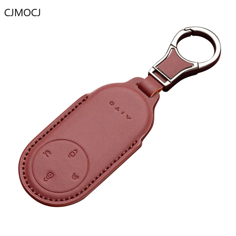 For AITO M7 M8 M9 Key Case Cover, PU Leather Car Key Fob Shell, Anti-Scratch Minimalist Luxury Smart Keychain, AITO Accessories