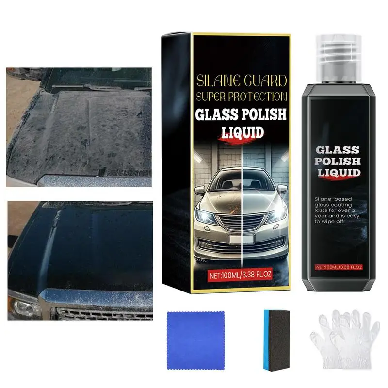 

Car Coating Agent Ceramic Auto Glass Oil Film Remover Glass Stripper & Car Window Cleaner With Towel And Sponge Super Protection