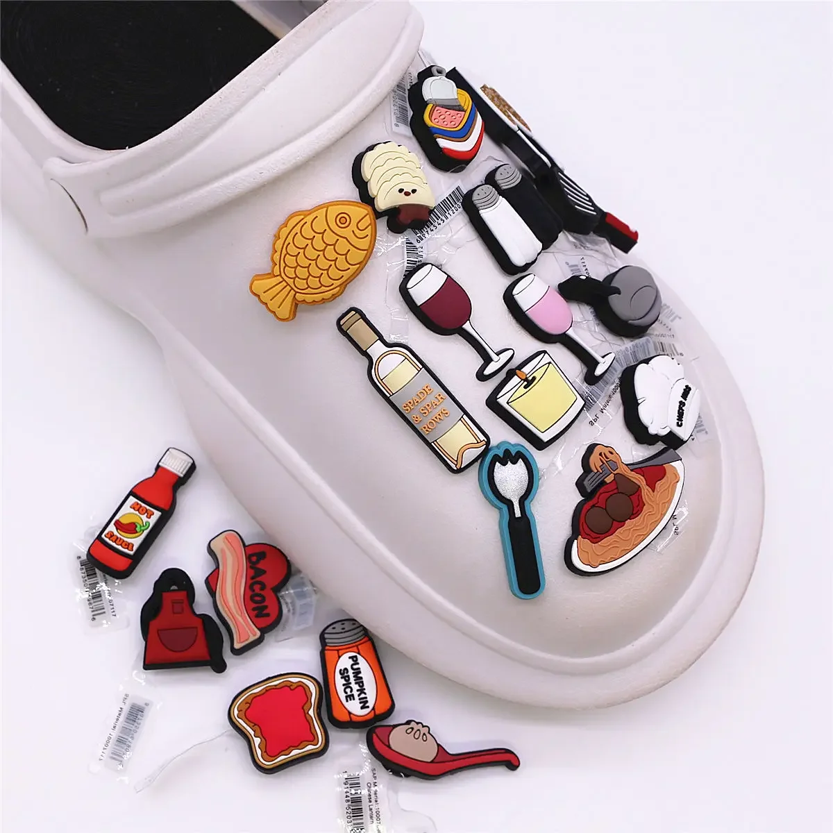 1pcs Original Champagne Cheers Shoe Charms Accessories Cuisine Goblet Chefs PVC Sandals Buckle Decorations Clog Pins Clips