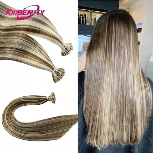 Extensiones de cabello de punta plana recta, cápsulas de queratina, 100% cabello humano Remy, extensiones de cabello de fusión Natural, 1 g/unidad, 0,8 g/unidad, 50 unidades/juego