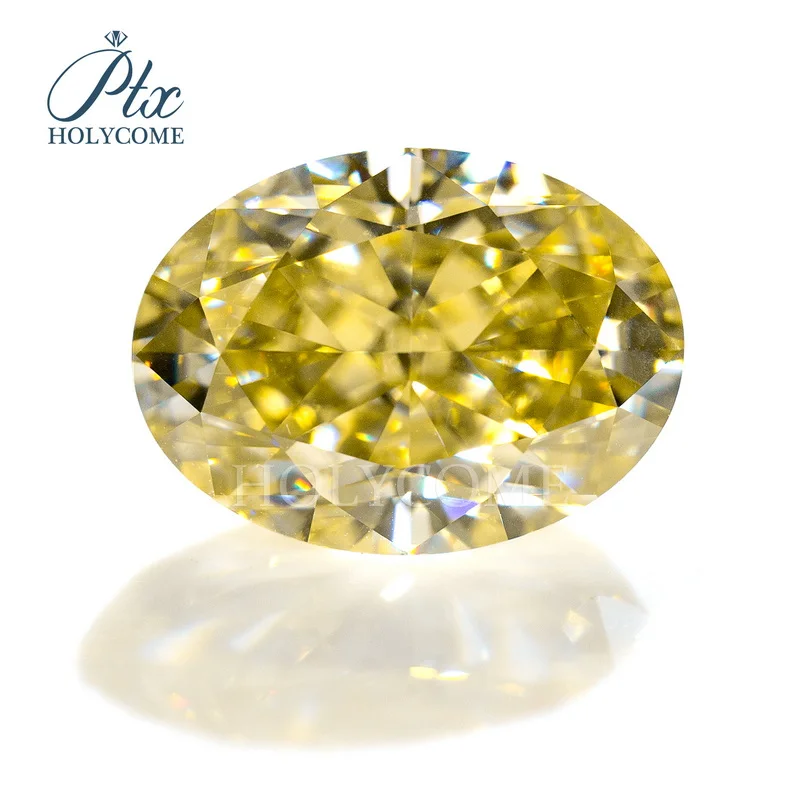 

Holycome Moissanite Yellow Color GRA Certificated Oval Cut Loose Gemstone Moissanite Accept Customization News Free Shipping