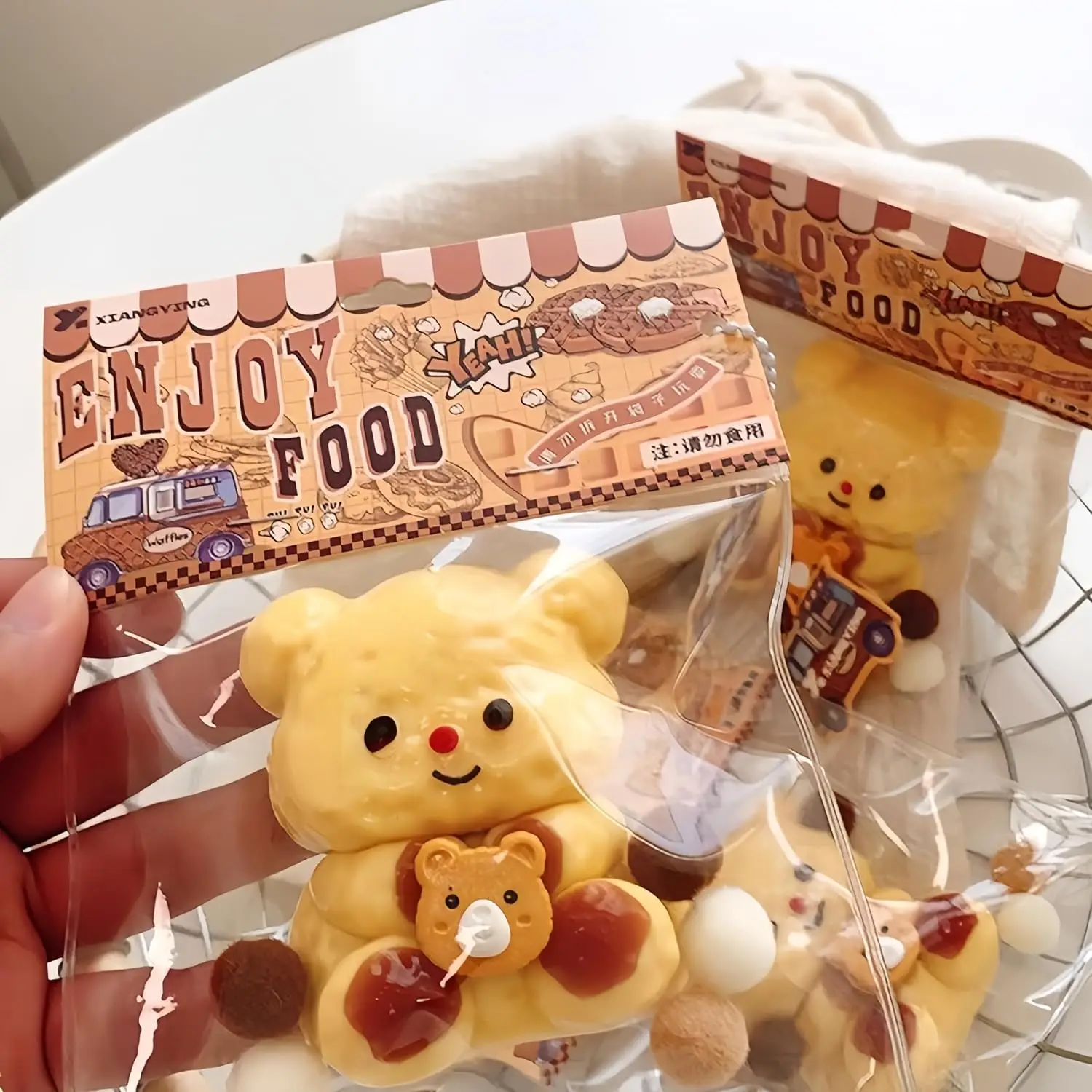 

Cute Squishy Bear Fidget Toy, Soft Stress Relief Squeeze Toy for Kids Adults Easter Gift