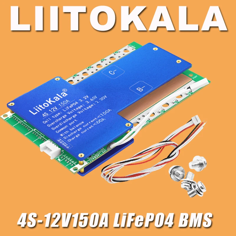 

LiitoKala 4S12V150A Smart BMS LiFePo4 для аккумуляторных блоков 12В, 24В, 48В, систем накопления энергии, инверторных источников питания, инверторных скутеров