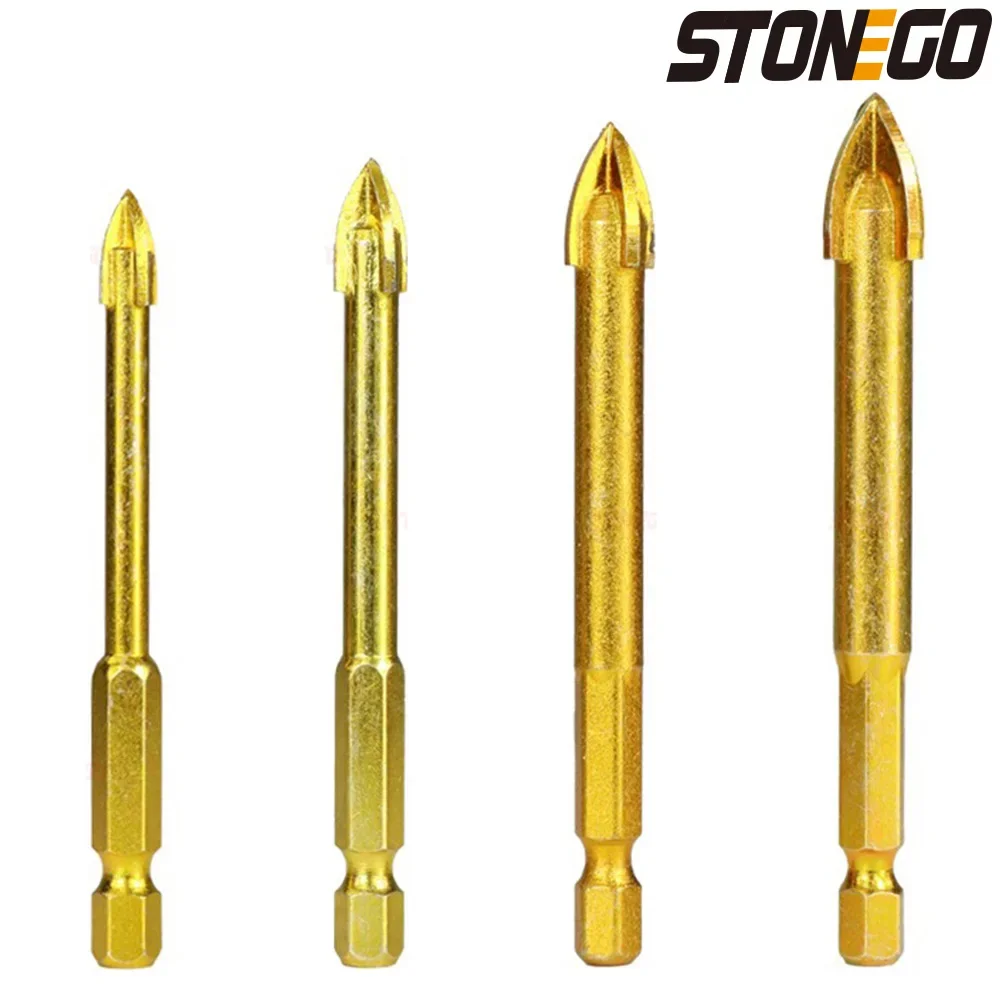 

Сверло для стекла STONEGO 6/8/10/12 мм, крестообразная головка для копья, керамическая плитка, стекло, мрамор, резак для отверстий, сверло для стекла с шестигранным хвостовиком