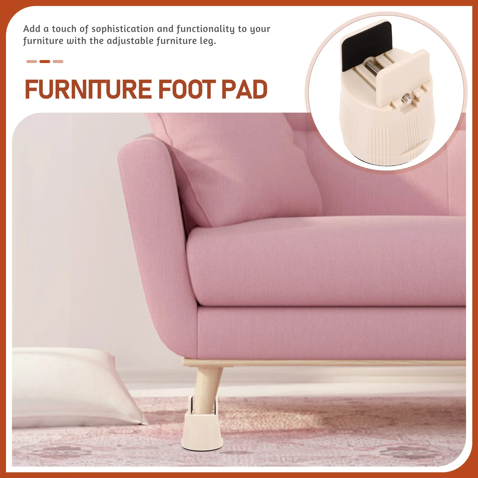 

Adjustable Furniture Foot Pad Heavy Duty Bed Riser for Table Desk Chair Cabinet Stability Non-Slip Floor Protector