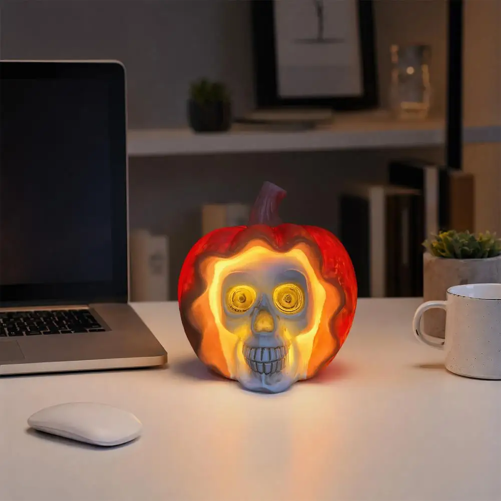 Desk Lamp Halloween Ghost Night Light Resin Spooky Table Lamp Warm Amber Purple Glow Bedroom Shelf Decor Witchy Desktop Ornament