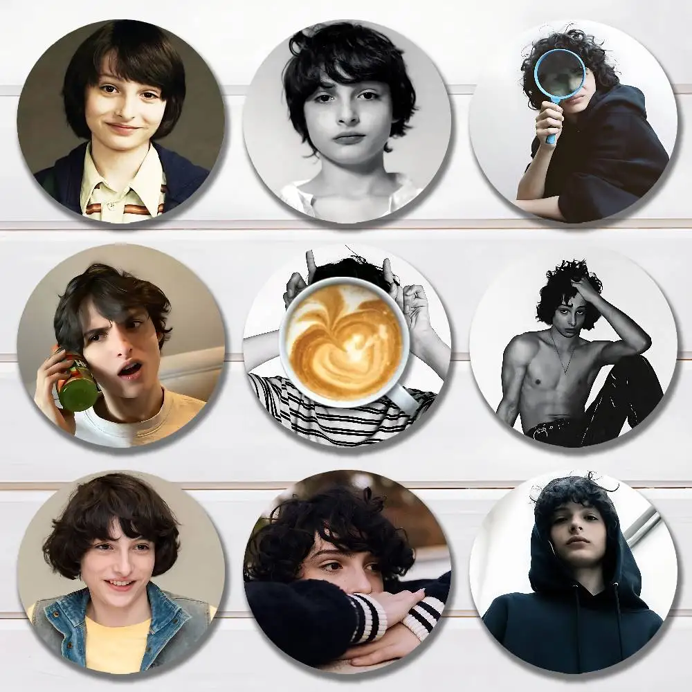 

Actor F-Finn W-Wolfhards Round Wooden Coasters For Cute Design Suitable for Drinks Tea,Coffee Home Perfect Gift
