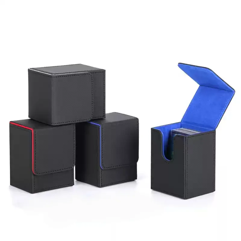 

Card Deck Box Peripheral Products Card Storage Box Fits 100 single Sleeved Cards PU Leather Strong Magnet Card Case for TCG Card