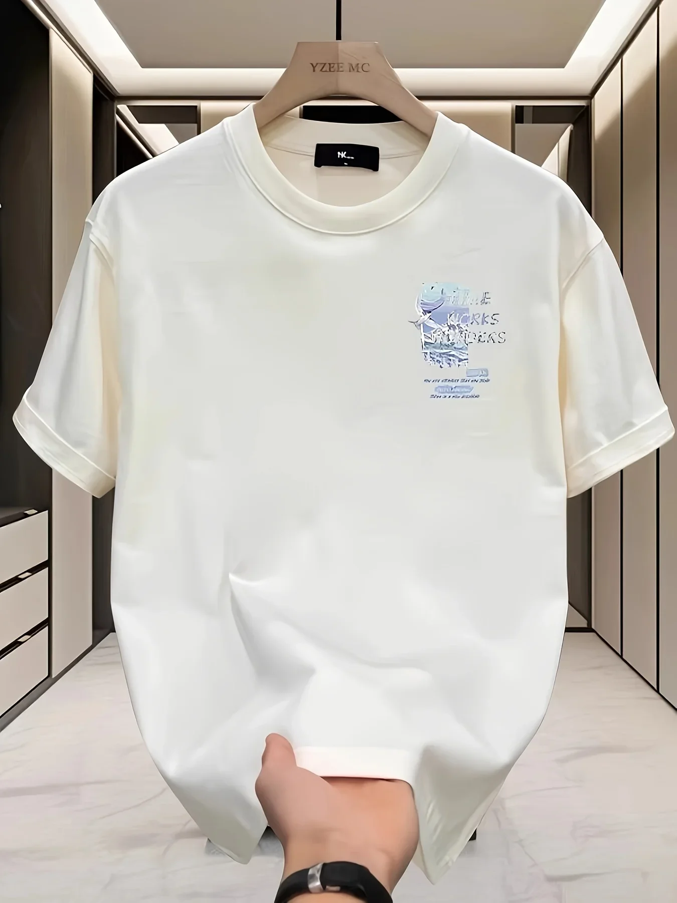 100% Cotton Men's Aesthetic T-shirt "Time Works Wonders" Mountain Graphic Summer Casual Streetwear view 4