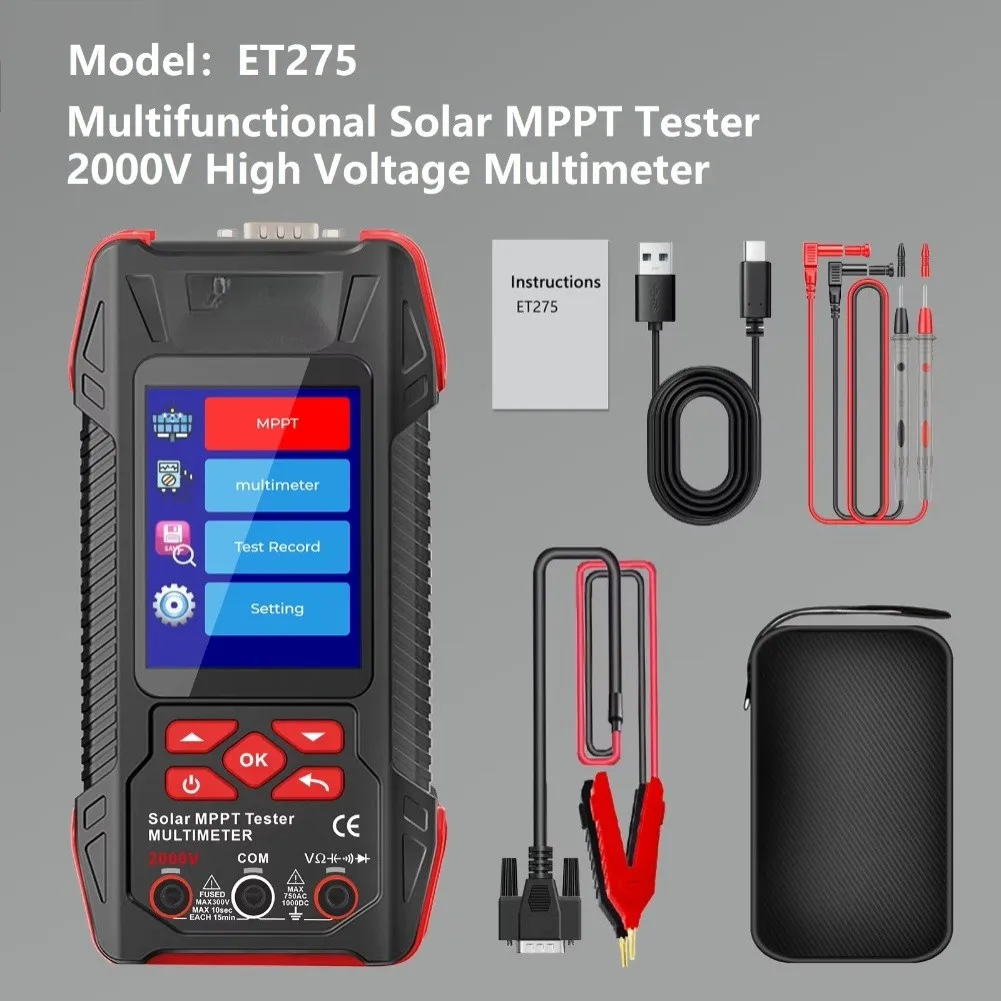 ET273 For Solar For MPPT Tester with 2000W Capacity 3.2 Inch Display 240x320 Resolution and Automatic Test Data Saving Function