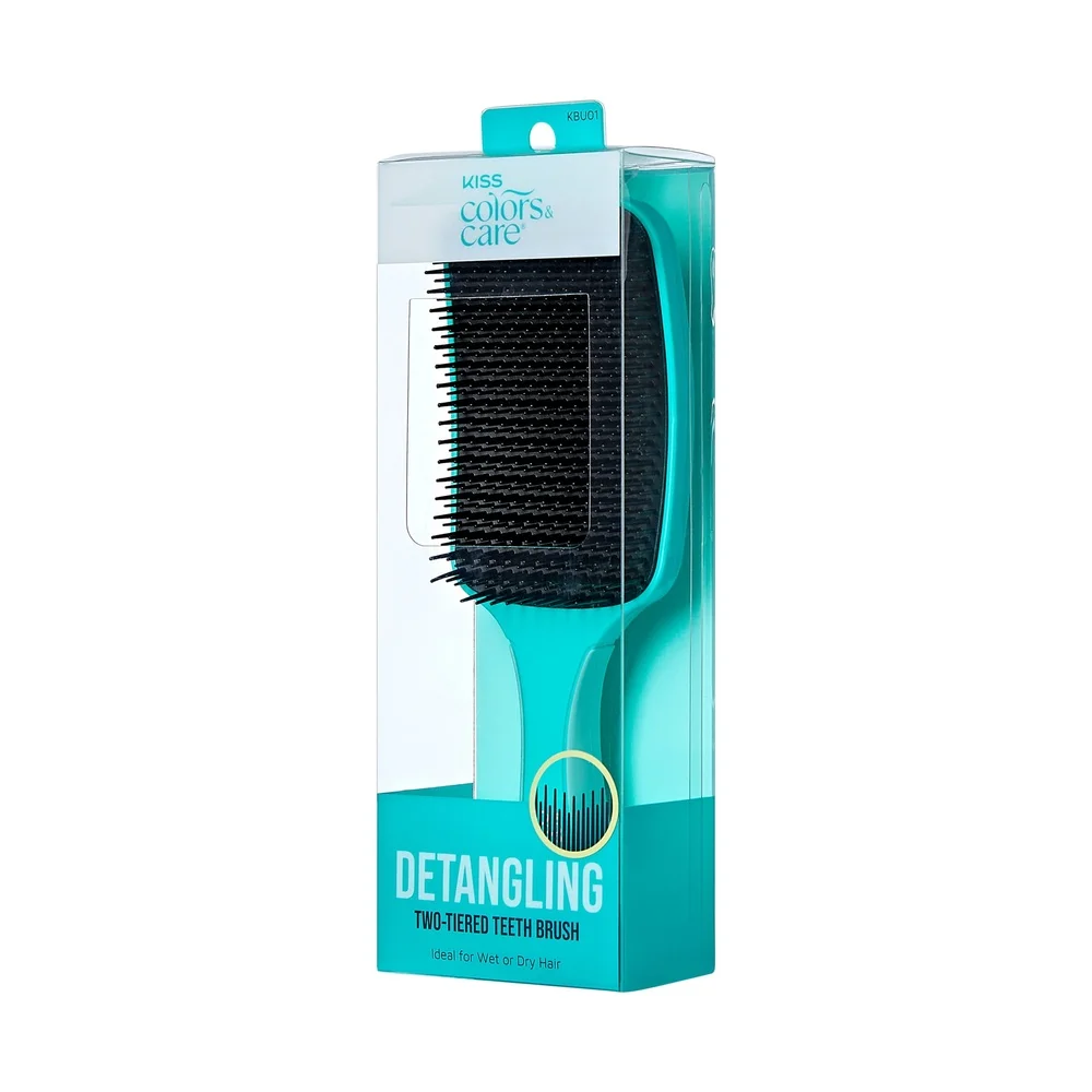 Two-Tiered Wide-Paddle Detangling Brush Wet Dry Hair Frizz Elimination Ergonomic Design Anti-Static Safe All Textures