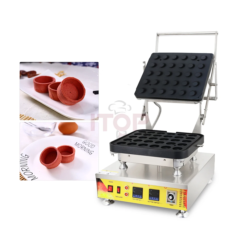 ITOP Waffle Maker Egg Tart Machine Non Stick Baking Sheet Cheese Tart Making Machine 30 Shapes Egg Tart Shell Maker 110V 220V