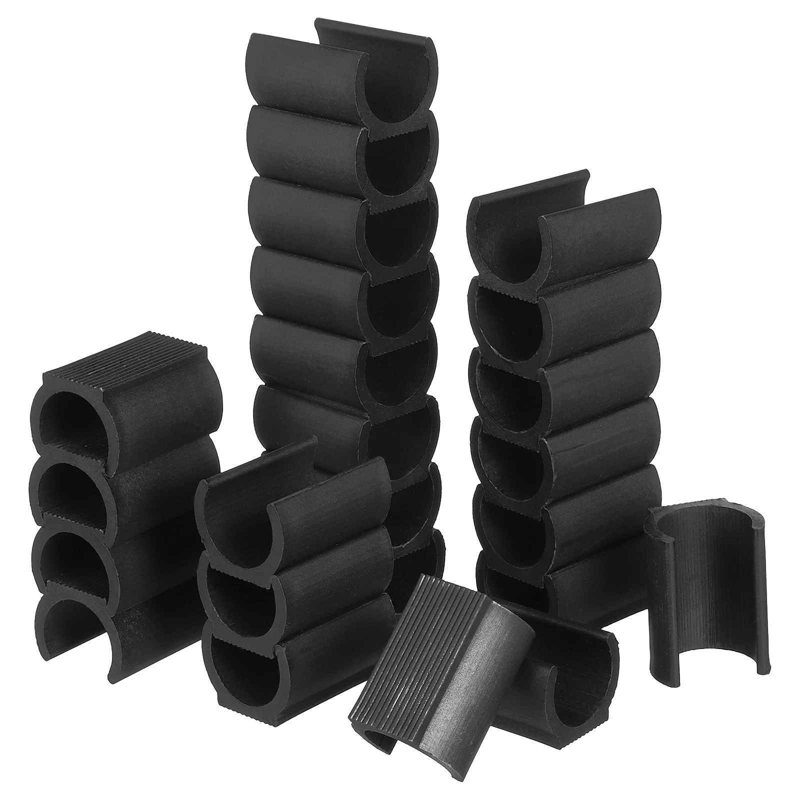 

25 Pcs Non-slip Mat Furniture Legs Chair Caps Floor Protectors Black Plastic U-shaped Feet Covers Trampoline Leg Protectors