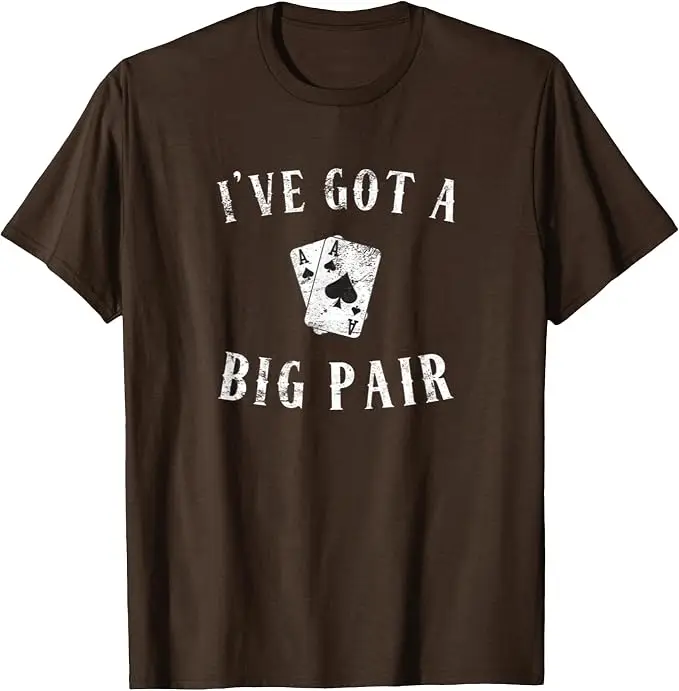 Poker-T-Shirt mit Aufschrift „I've Got A Big Pair“ – Lustiges Casino-Karten-T-Shirt für Väter mit zwei Kindern – Y2K Poker-Star Grafik Herrenmode Spruch-T-Shirt – Persönlichkeit – Detail 15