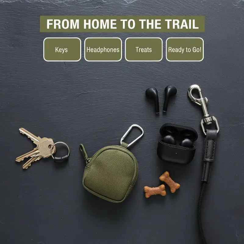 Men Tear-resistant Coin Pouch with Keychain Spacious Zipper Pocket Lightweight Small Wallet for Outdoor Hiking Travel
