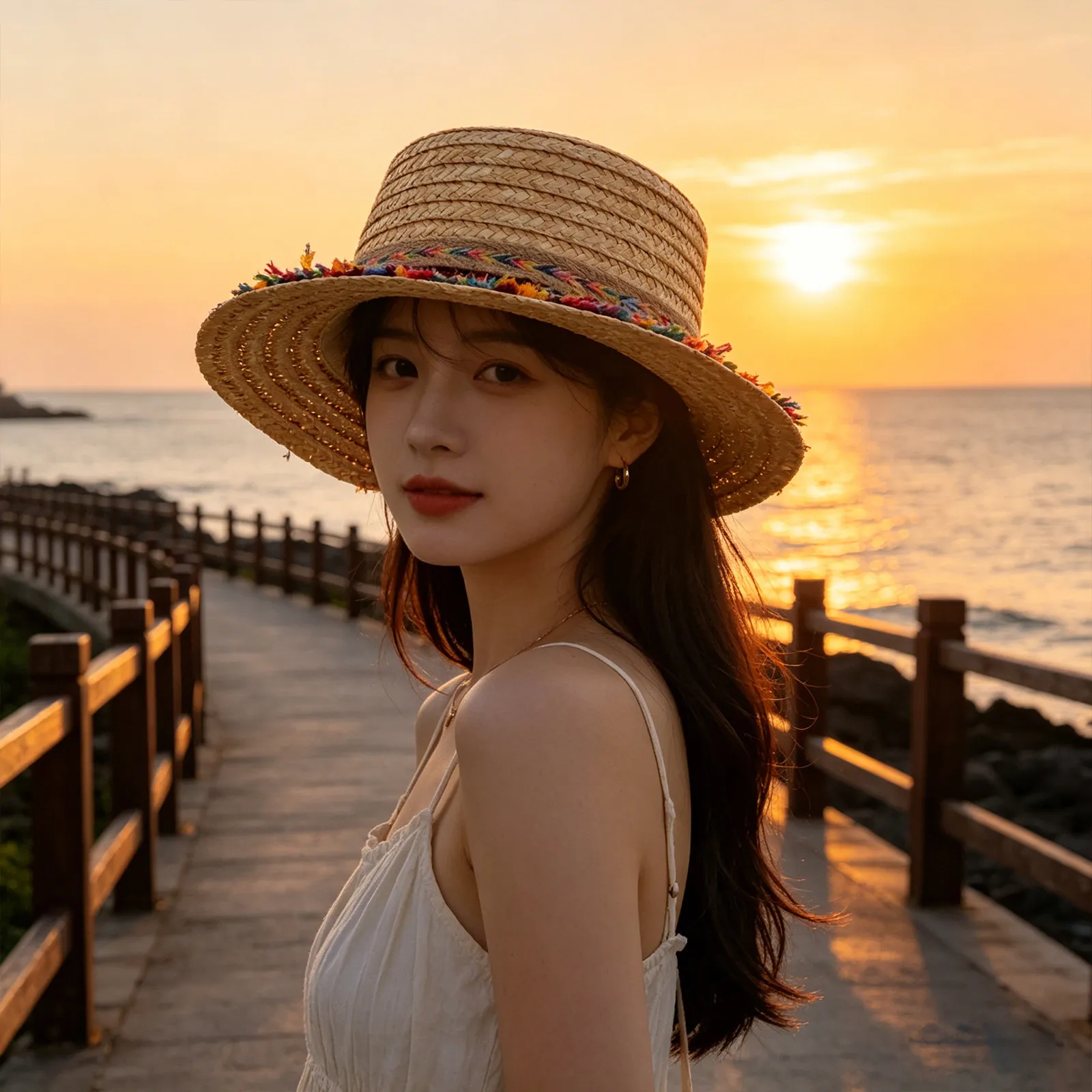 

Wide Brim Beach Sun Hat Foldable Straw Breathable Lightweight Summer Outdoor Uv Protection Adjustable Strap for Travel Holiday