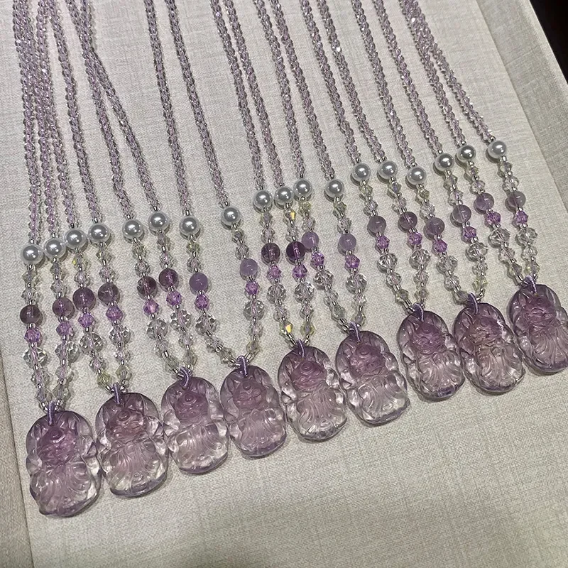 Amethyst General Fox Brand Nine-tailed Fox Pendant Seiko Engraved Sweater Chain Necklace Accessories Wishing Fox Hang Tag