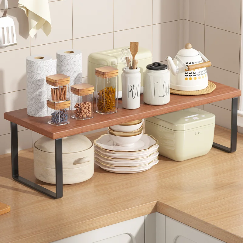 

Kitchen Storage Ra Expandable Cabinet Organizer Multi-Layer Pot Holder Spice Bowl Di Storage elf Metal Wood Material