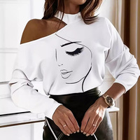 Chic Elegant Solid Fashion O Neck Off-shoulder Long Sleeve T-shirts Women's Autumn New White Tops Sexy Hollow Out Tees Shirts