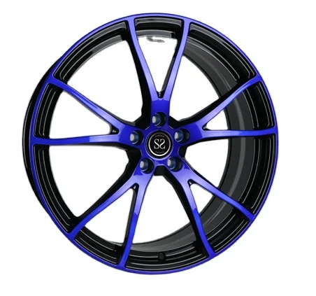 

20x9 20x11 Окрашенные в шахматном порядке синие диски для кованых автомобильных колес F-типа с двойными спицами