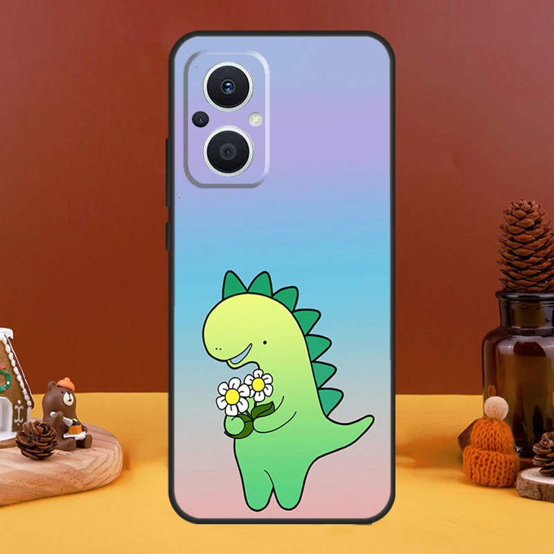 Cute Dinosaur Tea-Rex Case For OPPO Reno 5 Lite 4 6 7 8 10 Pro 11 F 4Z 5Z 8T OPPO Find X2 X3 Lite X5 X6 Pro Cover