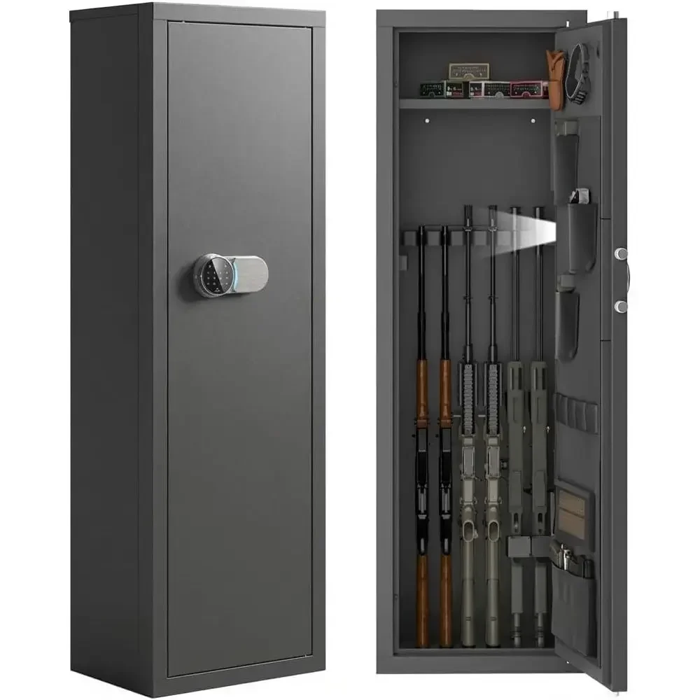 12-15 Gun Safe with Digital Lock, Adjustable Shelves, and Door Storage, Black