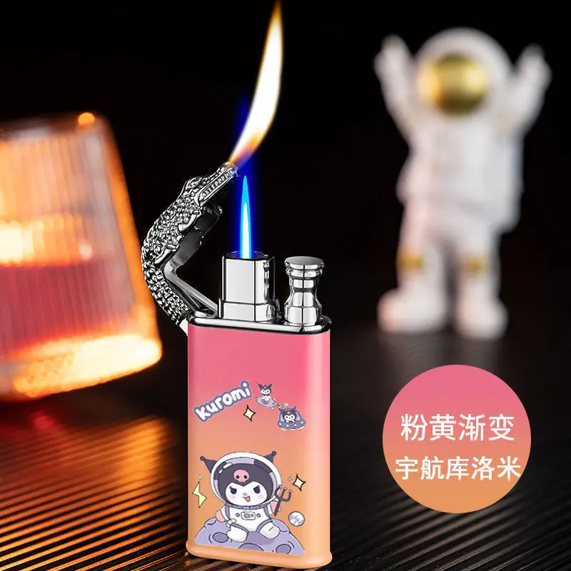 

Sanrio Hello Kitty Kuromi Cinnamoroll Anime Cartoon Double Flame Lighter Creative personalized waterproof cigarette lighter