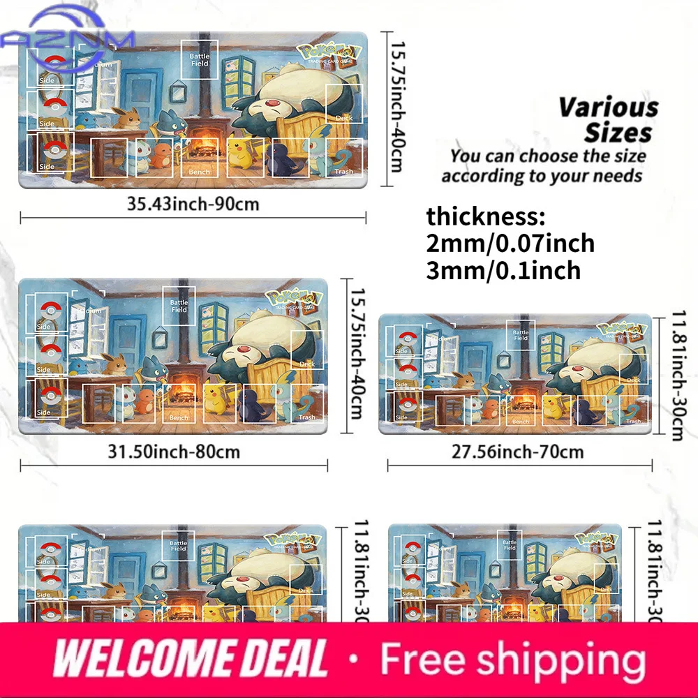 Warm Winter Cabin Snorlax Pokemon TCG Battle Playmat Large Anti-Slip Gaming Mouse Pad Desk Mat