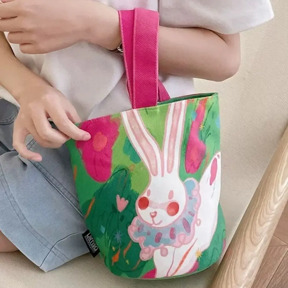 Oxford Cloth Canvas Bag Simple Graffiti Rabbit Handbag All-match Canvas Shoulder Bag Cosmetic Bag