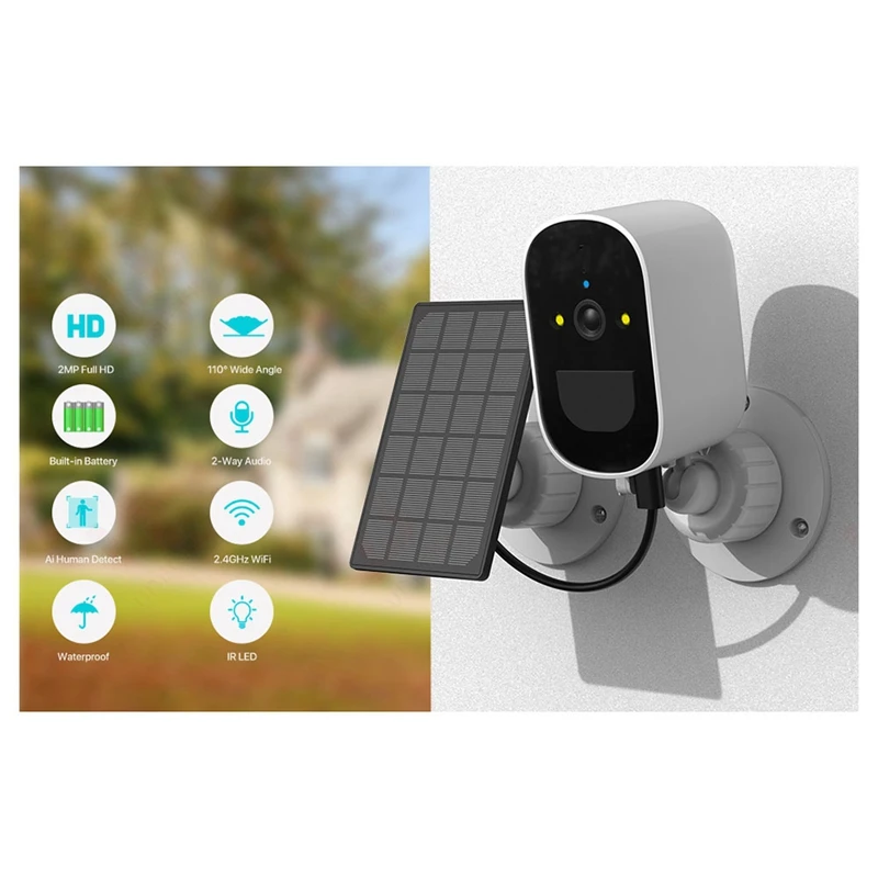 Wifi IP Camera Solar Panel Battery Powered Wireless Outdoor 1080P HD CCTV Video Surveillance PIR Human Detection