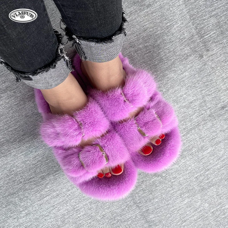 

Mink Slippers For Women, Real Fur Slippers , Cute Sandals,Travel Shoes Fur House Slippers Women Mink Fur Slides