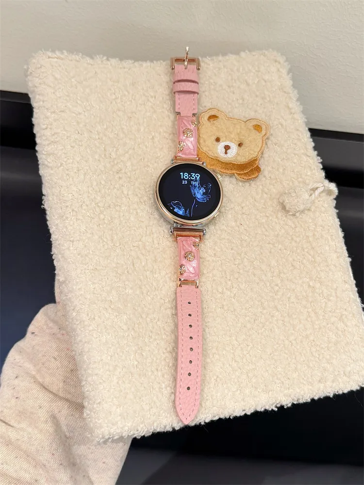 

22mm/20mm/18mm flower fish seed patterned leather fashionable strap suitable for Huawei GT5/GT5 Pro/GT4/GT2/GT2/3/4