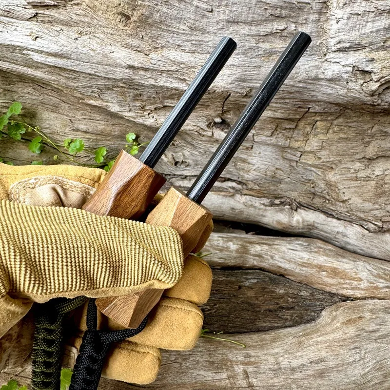 

New Outdoor Flint Fire Starter with Wood Handle Igniter Waterproof Magnesium Rods Survival Tool for Camping and Hiking Gifts