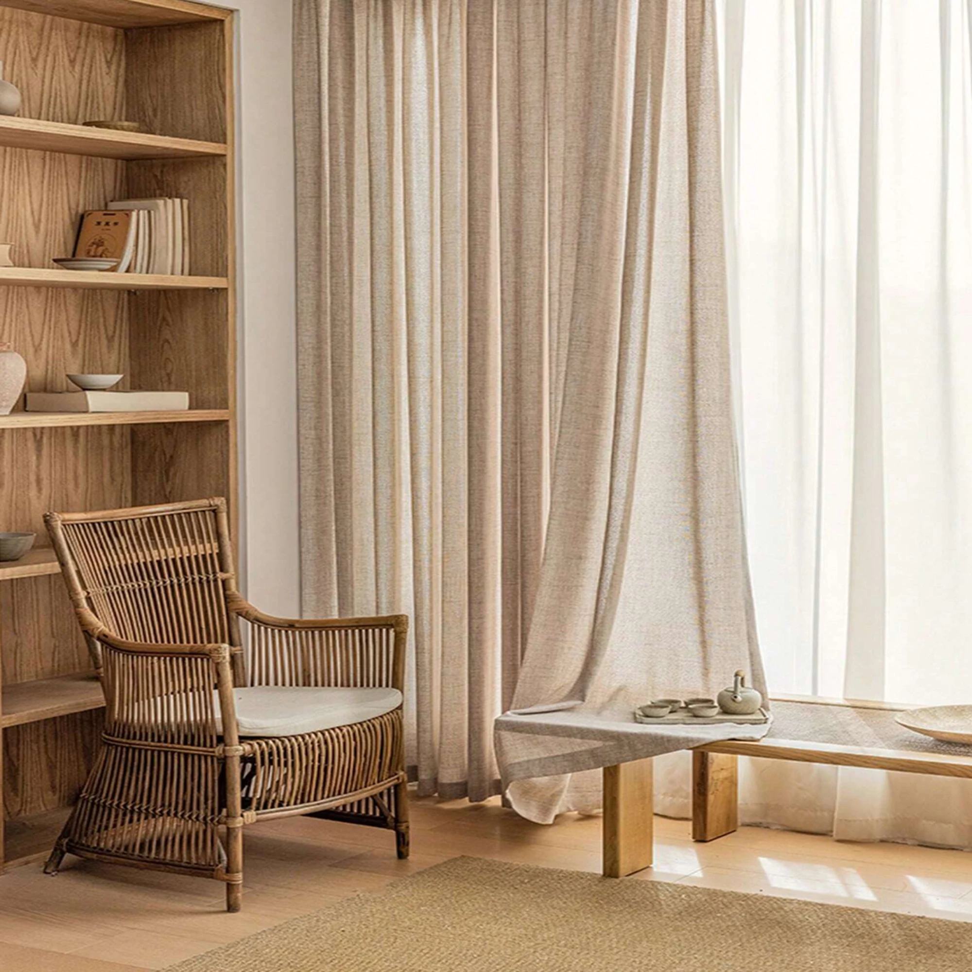 1pc Japanese Style Single Laye - Linen Curtain Eyelet recension och pris