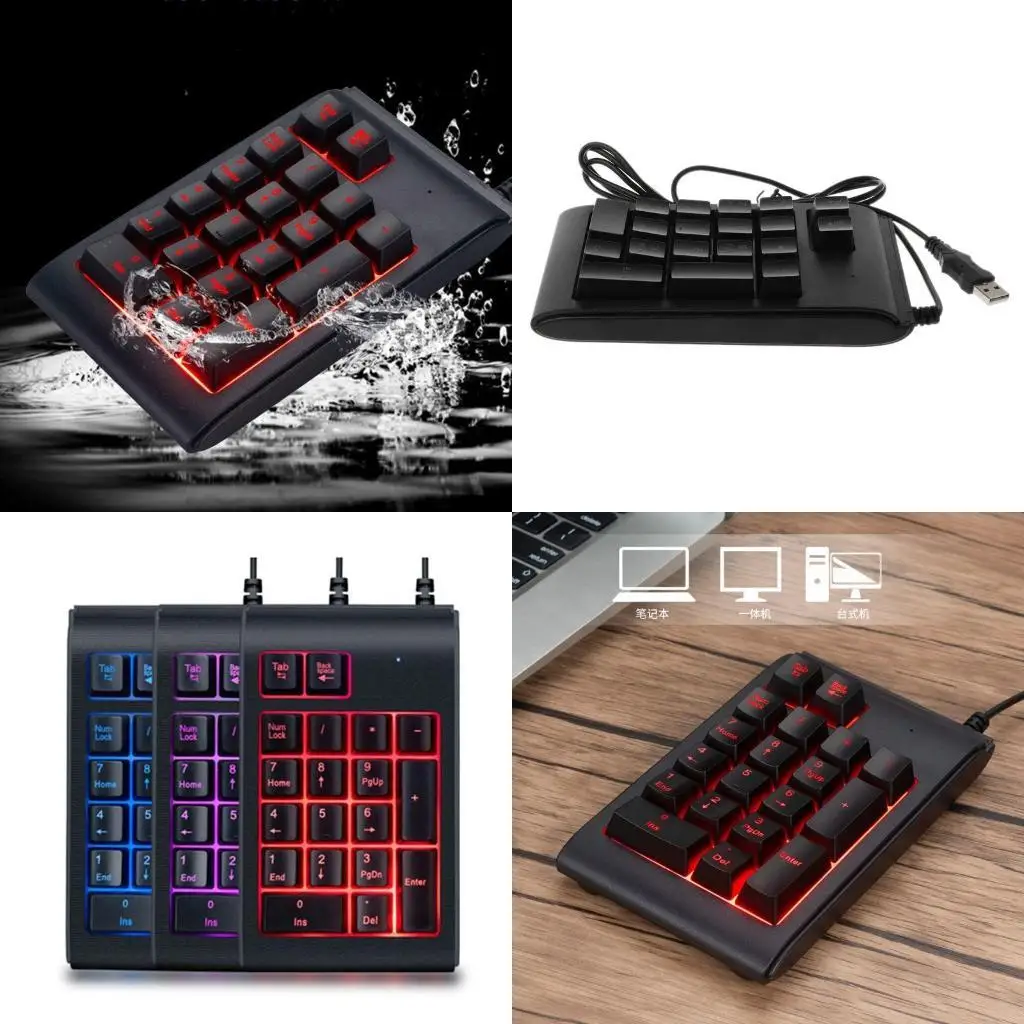 

652F Lightweight Durable Computer Laptop Keyboard USB Numeric Keypad for Home Office Dorm Mini Keypad 3 Colors RGB Backlit