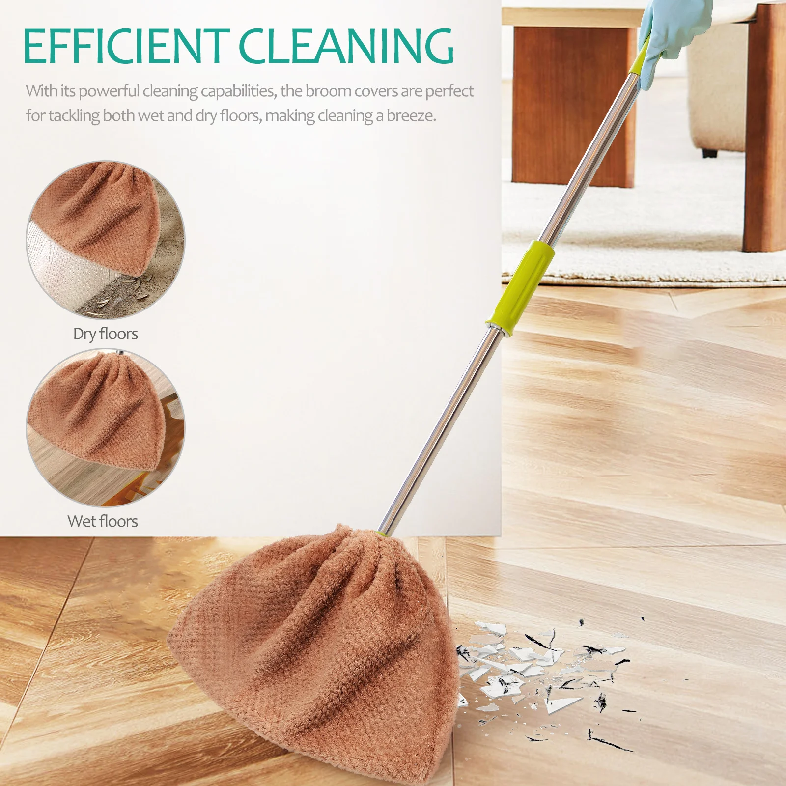 

3Pcs Broom Covers Durable Soft Floor Cleaning Cloth Mop Covers Multipurpose Washable Reusable Household Dust Mop Sweeping Cloth